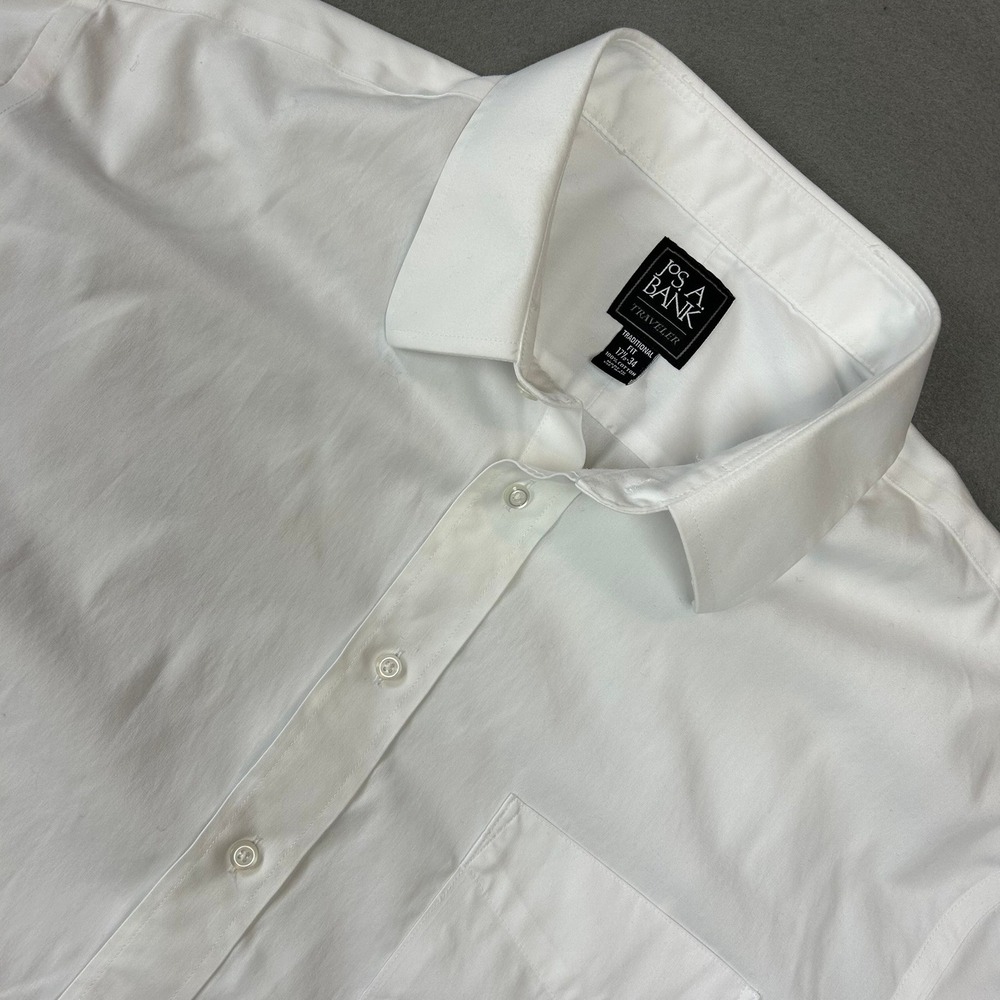 Jos. A. Bank Dress Shirt Traveler Traditional Fit Mens 17.5-34 White French Cuff